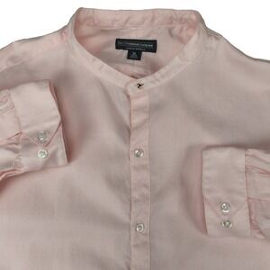 The J Peterman Company Mens Pink Band Collar Button Down Cotton Shirt Size M
